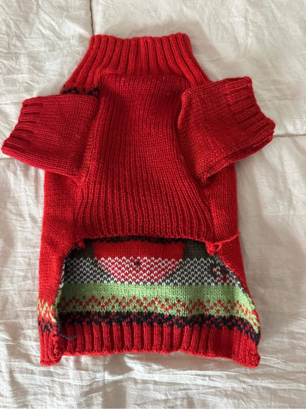 Source Unknown Red Reindeer Pom-Pom Dog Sweater